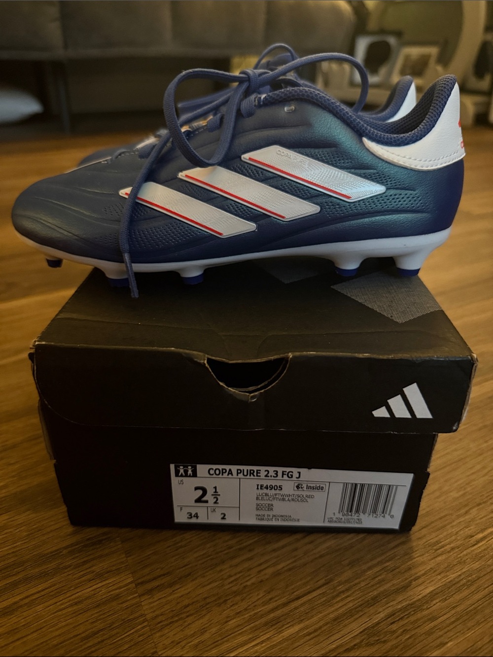 adidas Copa Pure 2.3 FG Jr Blue Soccer Cleats - Picture 2 of 2